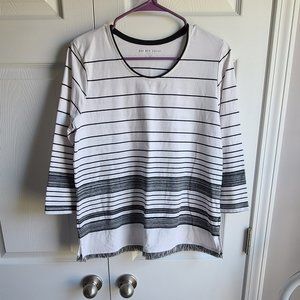 Allison Daley Top, Black & White Stripes, 3/4 Sleeves, PL/G